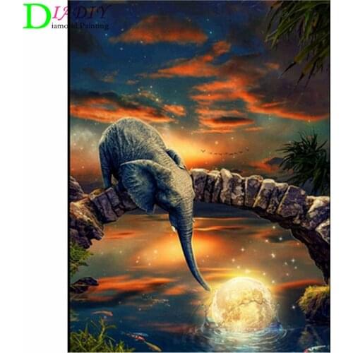 5D DIY Diamond Painting Elephant Full Square Diamond Embroidery Animals Mosaic Rhinestone Pictures Home Decor Art