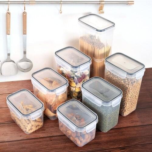 7 Pieces Food Container Kitchen Storage Cereal Dispenser for Storing Pasta and Tea Coffee Sugar Kitchen Transparent organizerJar