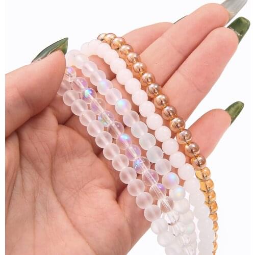 New 20~100pcs 4/6/8/10mm Frosted Matt Polished Round Shape Crystal Glass Beads for Earring Necklace Bracelet DIY Jewerlry Making