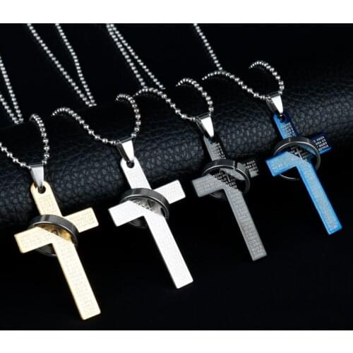 Brand New Big Jesus Cross Necklaces Black/Gold Color Bible Cross Pendant Chain For Men Hiphop Jewelry Christmas Party Gift
