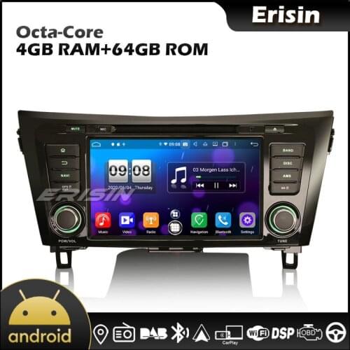 Erisin EU Warehouse 8752 8" Octa-Core Android 10.0 CarPlay & Auto 4G DSP GPS DAB Autoradio for Nissan X-Trail Qashqai Rogue