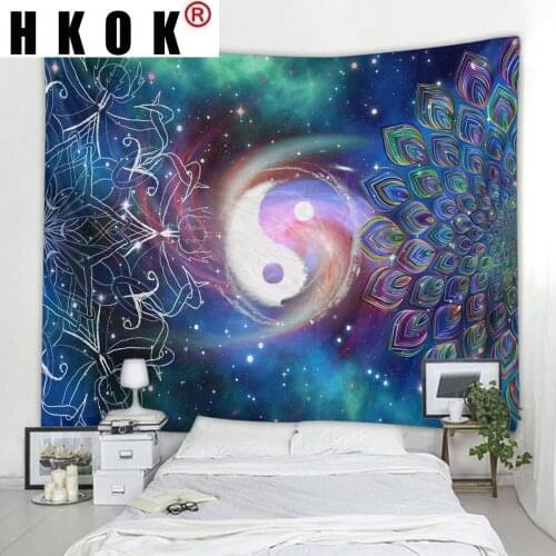 HKOK Flower Mandala Tapestry Wall Rugs Wall Hanging Fabric Mural Background Cloth Towel Beach Fabric Blanket Bedroom Home Decor