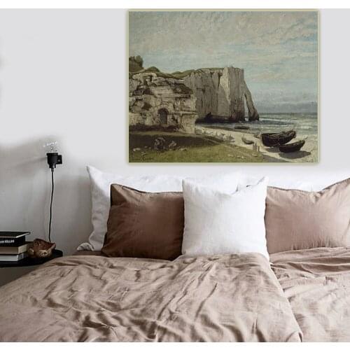 Citon Gustave Courbet《The Cliffs At Etretat After The Storm》Canvas Art Oil Painting Poster Picture Wall Decor Home Decoration
