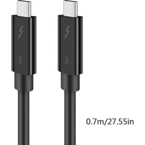 T3LB Thunderbolt 3 Cable 2.3Ft Male to Male USB C Compatible 40Gbps Type-C PD Fast Charge 5K Video Display on Single Screen