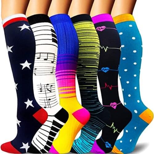 Compression Socks Fit Varicose Veins Reduce Fatigue Outdoor Sports Socks Men Women Anti-slip Multi Color Compress Nurse Socks