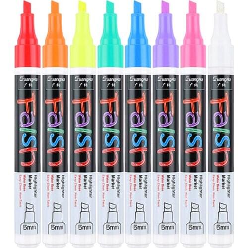 Chalk Marker Pen Erase Markers 6 mm Reversible Chisel Tip Fluorescent Markers Highlighters for LED Glass Blackboard WhiteBoard