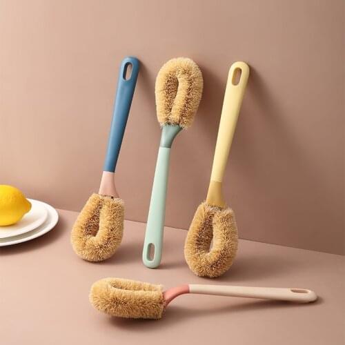 Multifunction Long Handle Pot Oil Dish Cleaning Brush Natural Coconut Strong Decontamination Kitchen Dishwashing Accessories