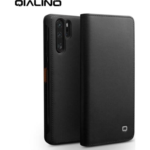 Qialino Genuine Leather Fashion Flip Case For Huawei P30 6.1 Inch Handmade Card Slots Phone Cover For Huawei P30 Pro 6.47 Inch