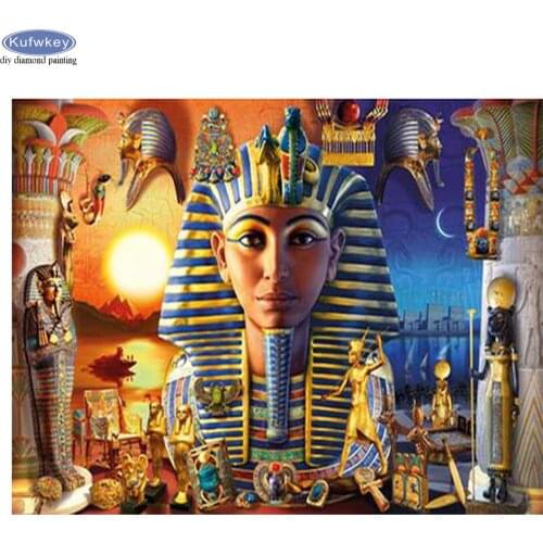 DIY Full Diamond embroidery Complete Kit Egyptian Pharaoh Diamond Painting Square/Round Mosaic Picture Of Rhinestones 5d Art