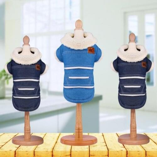 New Pet Dog Clothes For Fall And Winter Warm Padded Denim Fabric Clothing Keep Jacket Supplies For Pets Coat Pet Products