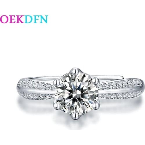 OEKDFN 100% 925 Sterling Silver Rings Real Moissanite Gemstone Wedding Engagement Unisex Ring Fine Jewelry With Certification