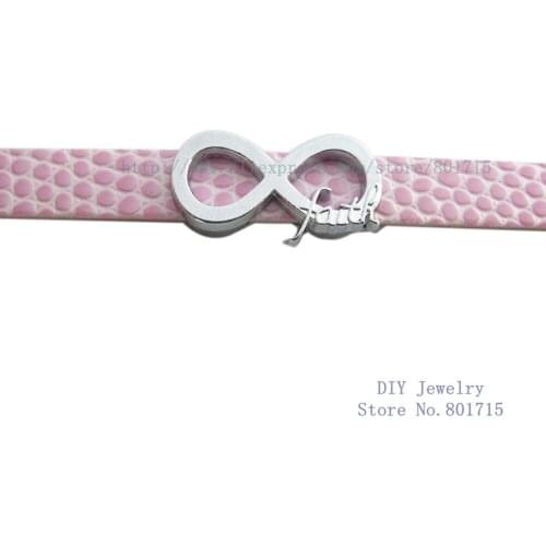 Wholesales 50pcs Internal Dia8mm Can through 8mm band Infinity with Faith DIY Accessories slide Charm zinc alloy as gift