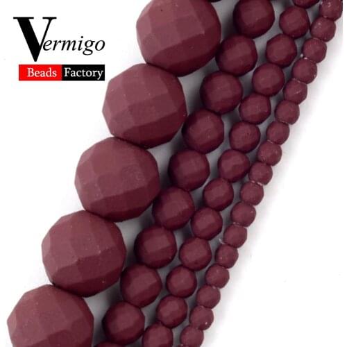 Wholesale Natural Stone Red Wine Nanotech Rubber Faceted Hematite Beads For Jewelry Making Round Beads For Bracelet Accessories