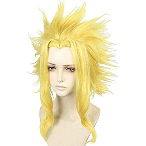 Anime My Hero Academia Boku no Hiro Akademia All Might Wigs Short Golden Synthetic Hair Heat Resistant Cosplay Wig