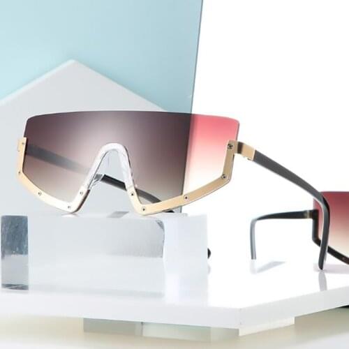 Half Frame Oversized Sunglasses Ladies Men One lens Brand Designer high quality Trendy Black Sunglasses Women UV400