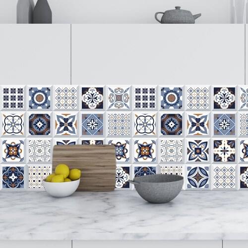 Retro Pattern Diy Strip Ceramic Tiles Wall Sticker Sofa TV Walls Stairs Kitchen Living Room Wall Decals Removable Art Wallpaper