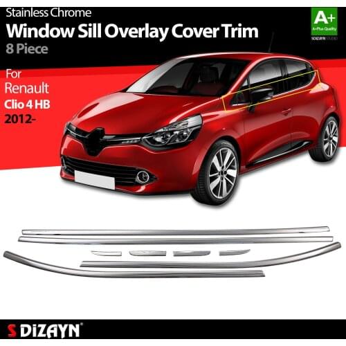 For Clio 4 Chrome Window Sill Overlay Cover Trim Stainless Steel 8 Pcs. Year Exterior Car Accessories Parts Auto Products