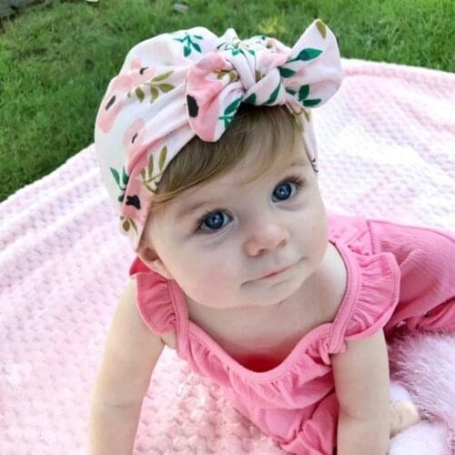 1 Piece Lytwtws Children Flower Bowknot Kids Bow Cap Baby Hat Newborn Girls Clothes Accessories Infant Beanie Turban Solid