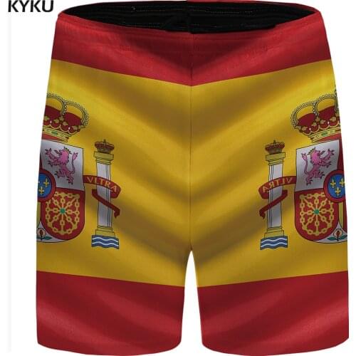 KYKU Brand Spain Shorts Men Colorful Flag Casual Shorts Hip Hop Bodybuilding Mens Short Pants Summer High Quality 2018 New