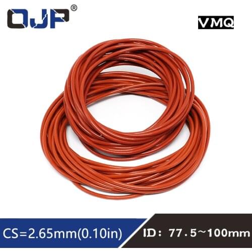1PC/lot Red Silicon Rings Silicone O ring 2.65mm Thickness ID77.5/87.5/90/92.5/95/97.5/100mm Rubber O-Ring Seal Gasket Rings