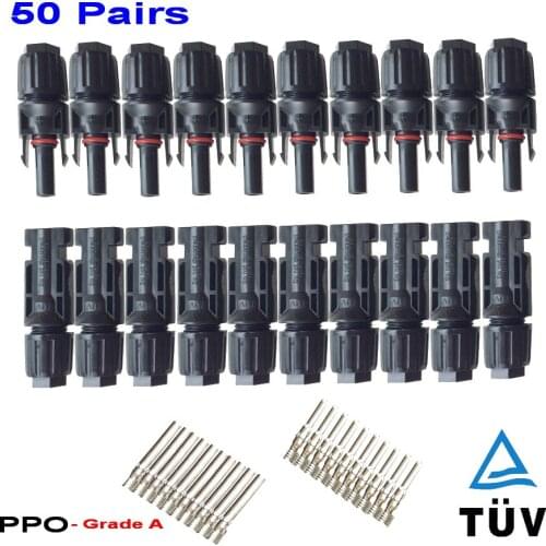 Solar connector Female&Male 50 pair TUV IP67 TUV1000V DC/UL 600V DC solar PV connectors Suitable for AWG14, AWG12, AWG10