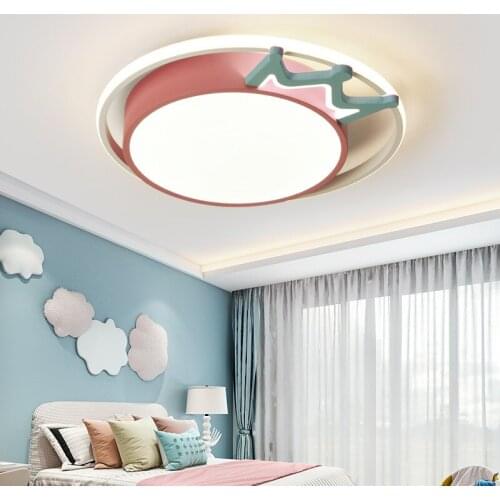 Modern Ceiling Lights Pink Blue crown Babies Kids Children Room Bedroom Girls Boys Led Ceiling Lamp Light Fixtures Nursery Light