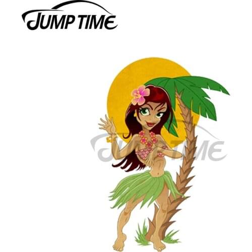 Jump Time 13 x 9.8cm For HAWAIIAN GIRL Sexy Car Stickers Trunk Windows Trunk Anime Decal Refrigerator Car Assessoires