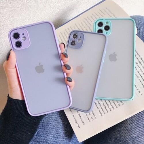 Camera Protection Matte Bumper Case For iPhone 12 Mini 11 Pro X XR XS Max 7 8 Plus Contrast Color Frame Hard PC Shockproof cover