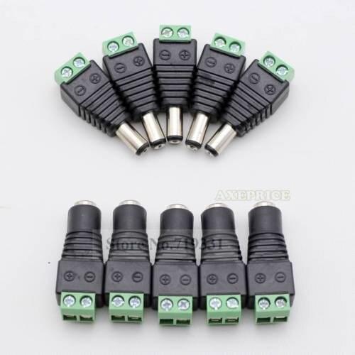 10Pairs Male Female 2.1x5.5mm DC Power Plug Jack Adapter Wire Connector for CCTV