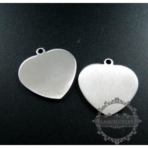 29mm thick matte brush surface heart stainless steel plain plate engraving laser military tag pendant charm DIY supplies 1820312