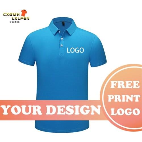 8-color POLO shirt custom unisex ice silk leisure sports comfortable solid color lapel short sleeve printing DIY brand text