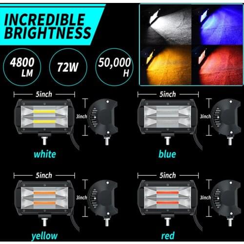 COB 72W Car Truck Worklight Spotlight Waterproof Off-Road Vehicle Driving Mist Lamp Boat Marine