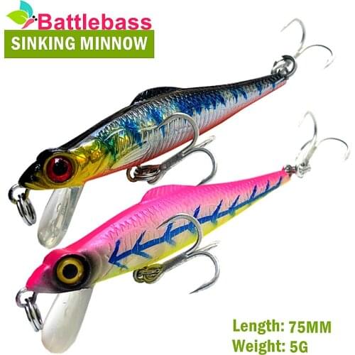 BATTLEBASS 1pcs High Quality Minnow Fishing Lures 75mm 15g Crankbait Fishing Wobblers 3D Eyes Artificial Hard pesca Bass tackle