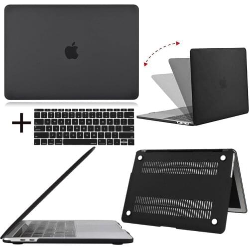 Laptop Case for Apple Macbook Air 13/11 Inch/MacBook Pro 13/16/15 Inch Pure Black Frosted Hard Shell + Keyboard Cover