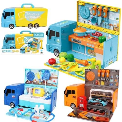 Kids Pretend Play RV Toys Mini Kitchen/Medical/Tool Recreational Vehicles Children Role Play Toys Set Girl Pretend Play Toy