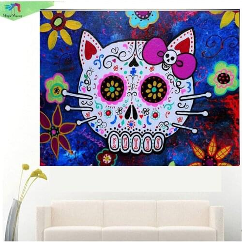 DIY Crafts Diamond painting Halloween full ROUND Rhinestone mosaic Embroidery Lift Home Decorations paintings Skull cat RD10