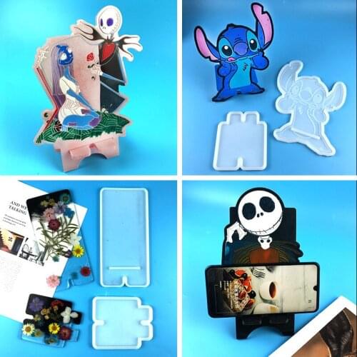 Epoxy Resin Mobile Phone Holder Making Mold Skull Shape Mobile Phone Holder Resin Silicone Mold DIY Crafts Making Tools