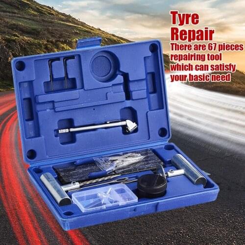 Tire Repair Tools 67 Pieces Tyre Repairing Tool Kit Handle Tire Plug Kits For Automobiles Motorcycles With Box