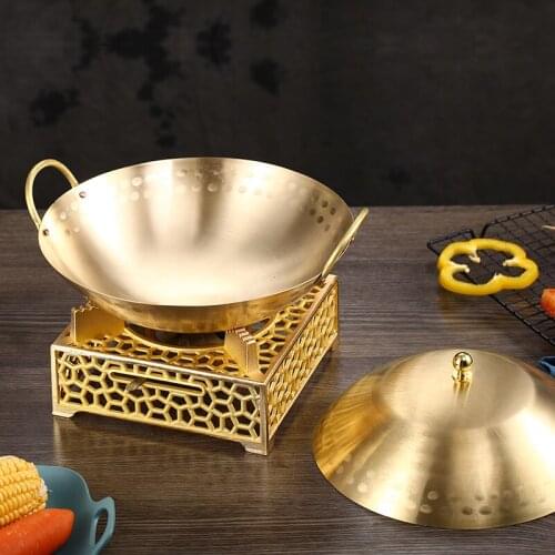 Brass Dry Pot Boiler Alcohol Stove Small Dish Dry Boiler Pan Household Solid Alcohol Commercial Copper Stew Hot Pot
