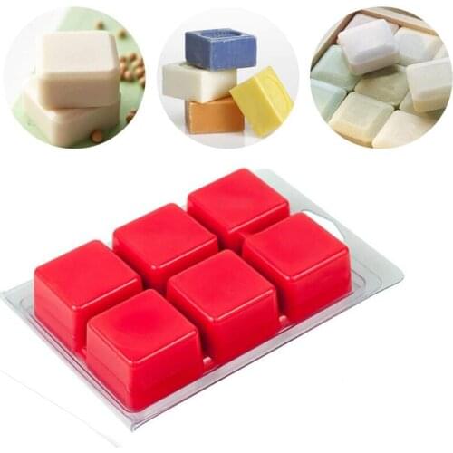 6 Cavity Clear Plastic Cube Tray for Candle Making Soap 100 Packs Wax Melt Clamshells Molds Square