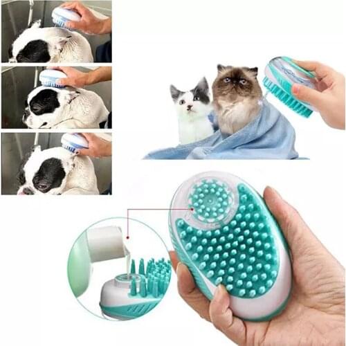 Multifunction Hair Remover Massage Silicone Dog Bath Grooming Brush Pet Cleaning Supplies With Shampoo For Puppy And Kitten