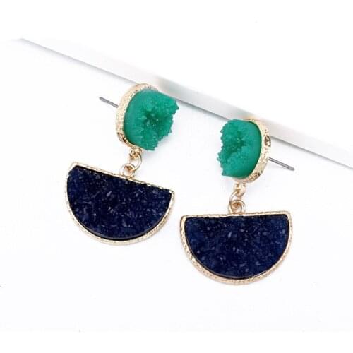 Fashion Bijoux Semicircle Druzy Resin Earrings Drop Earrings For Women Jewelry Statement Gifts For Women Accessories