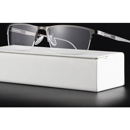 Fashion New Trend Alloy Halfrim Frame Reading Glasses Luxury Optical Eyeglasses for Men +1 +1.5 +2 +2.5+3 +3.5 +4