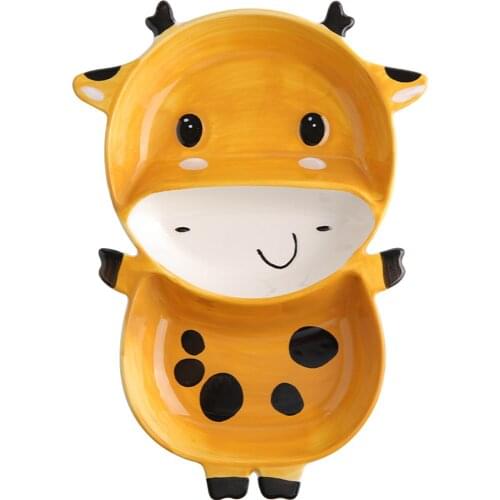 Cartoon childrens breakfast tableware animal plate single bowl plate creative cute one person food set bowl