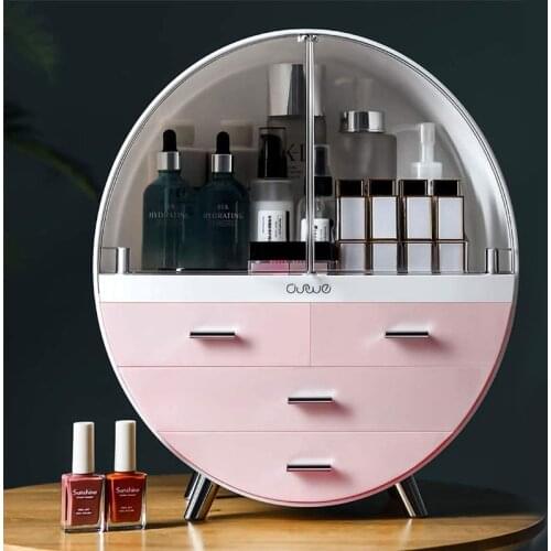 Makeup Storage Organizer Box, Cosmetics Storage Display Rack with Drawer, Waterproof, Dustproof, Elegant Display Cabinet