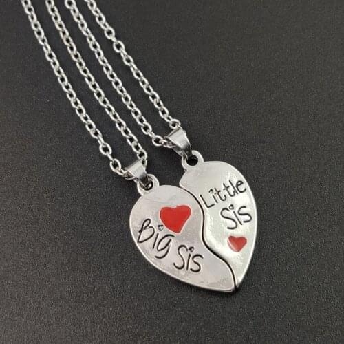 New Fashion Trendy Broken Heart Pendant Necklace Big Little Sister Splicing Friendship Necklace Puzzle Choker Women Girls Gift