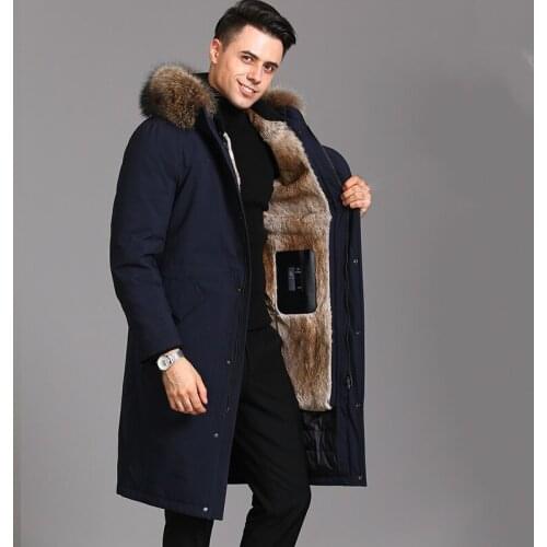 Real Fur Coat Men Rabbit Fur Coat Winter Jacket Men Goose Down Jacket Warm Parkas Plus Size Jackets Casaco ZJ88217 YY1099