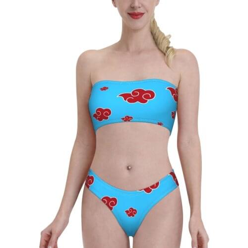 Anime Manga Beach Wear Akatsuki Uchiha Sasuke Bandeaukini 2021 Swimming Suit Bkini for Women young Girl