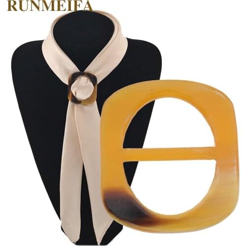 RUNMEIFA Natural Ox Horn Scarf Buckle Jewel The Cylinder Ring H Letter Shaped Silk Scarf Ring Environmental Material Buckle