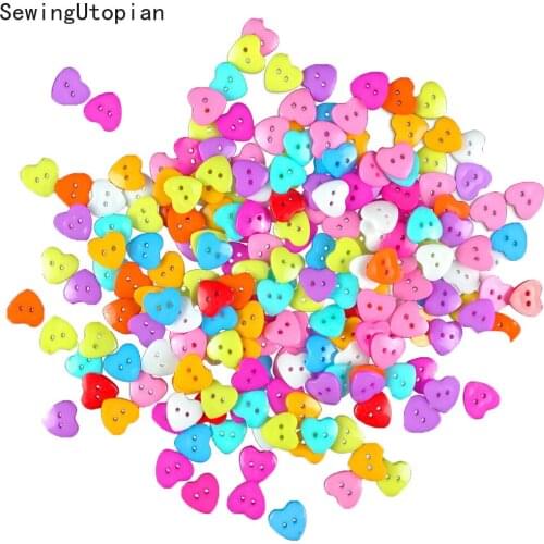 Sewing Button Heart Resin Sewing Buttons Scrapbooking Random Mixed Color for DIY Clothes Dolls Crafts Garment Accessories